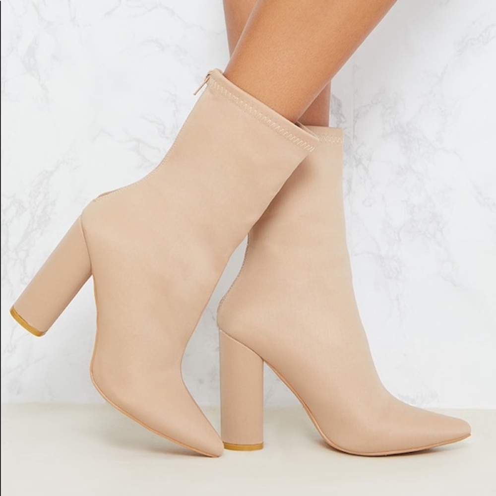 PLT Addie Nude Neoprene Pointed Sock Boots